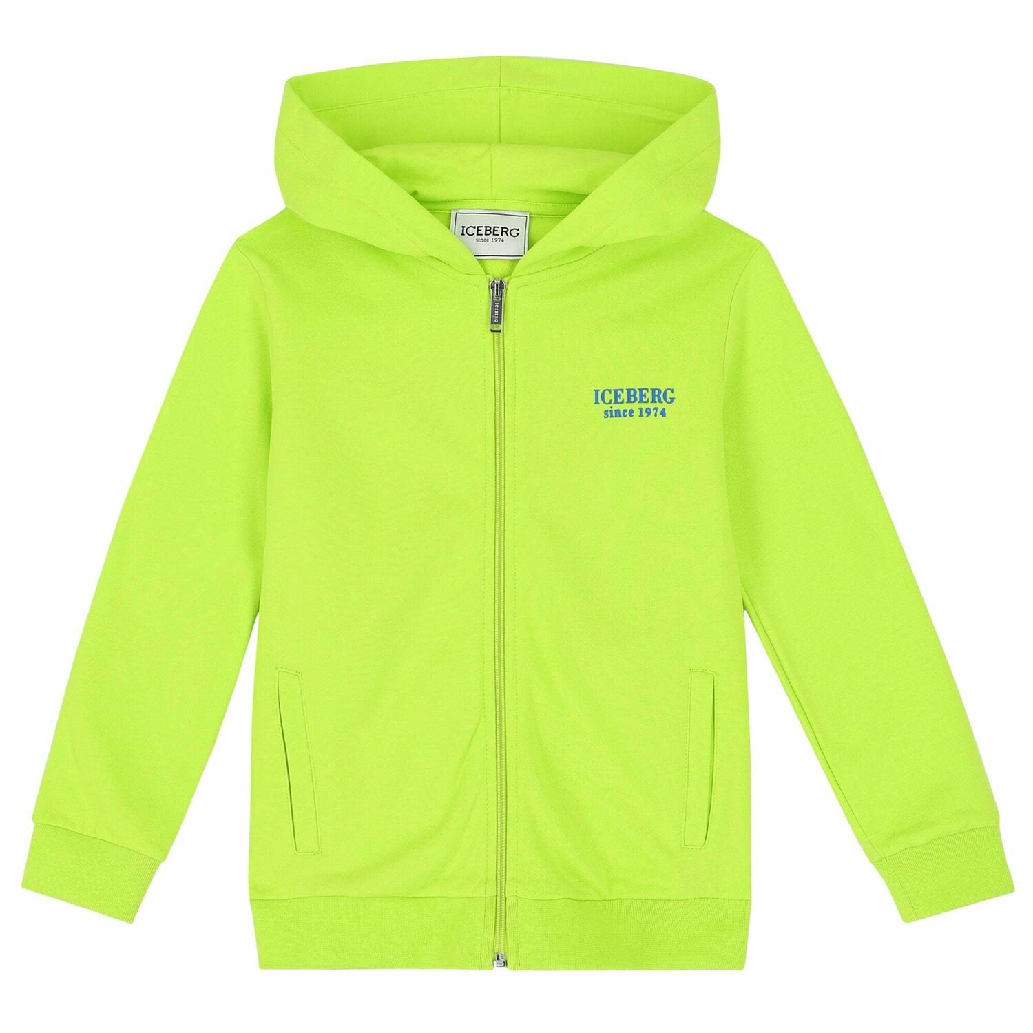Boys Neon Green Logo Zip Up Top , 1, hi-res image number null