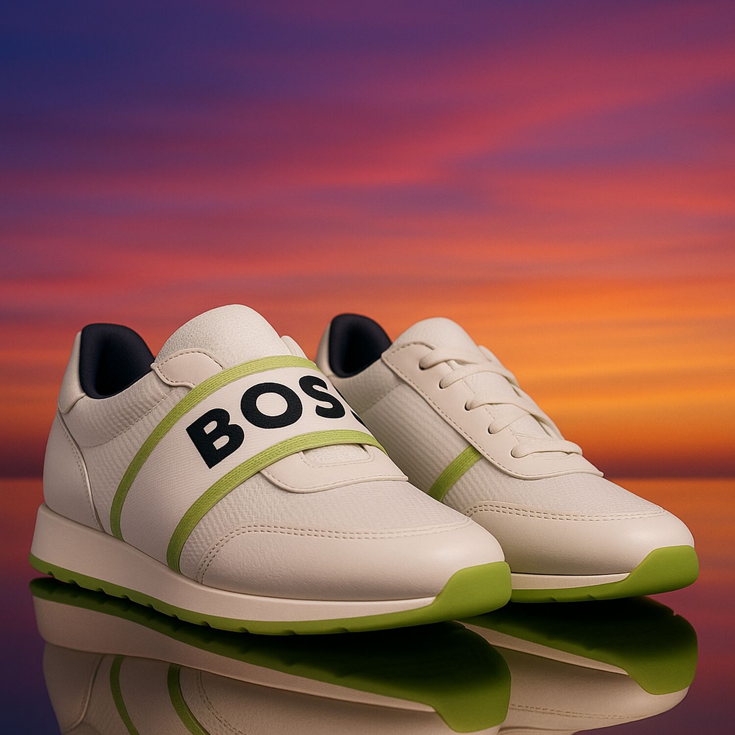 Boys White Logo Trainers, 2, hi-res
