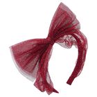 Girls Burgundy & Gold Glitter Tulle Bow Headband, 2, hi-res