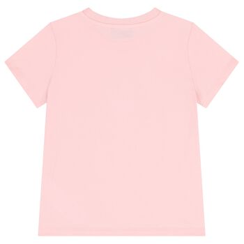 Girls Pink Teddy Bear Logo T-Shirt