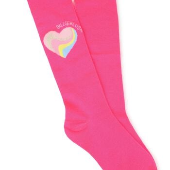 Girls Pink Heart Tights