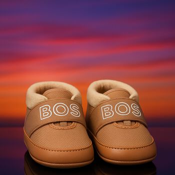 Baby Boys Beige Logo Canvas Pre Walker Shoes