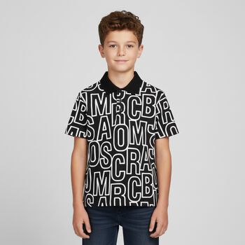 Boys Black & White Polo Shirt