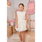 Girls White Pink & Blue Floral Appliques Top , 1, hi-res