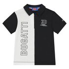 Younger Boys White & Black Logo Polo Shirt, 1, hi-res