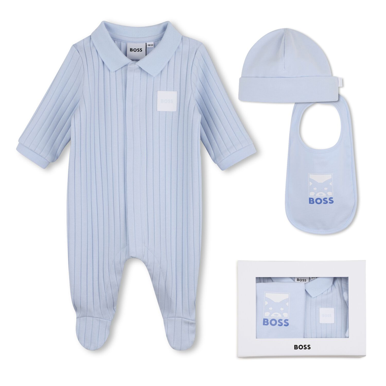 Baby Boys Blue Logo Babygrow Gift Set, 1, hi-res
