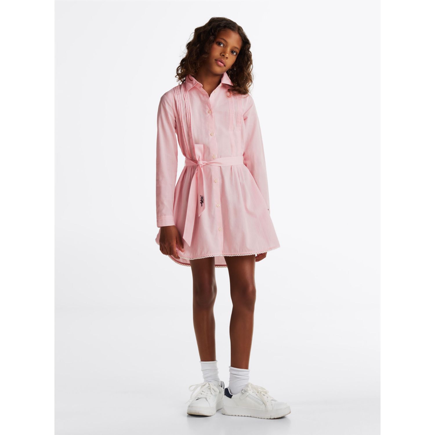 Girls Pink Striped Shirt Dress, 1, hi-res image number null
