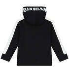 Black & White Logo Hooded Zip Up Top, 1, hi-res