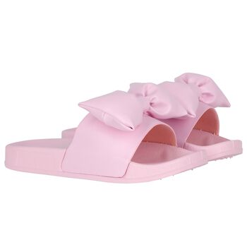 Girls Pink Bow Sliders