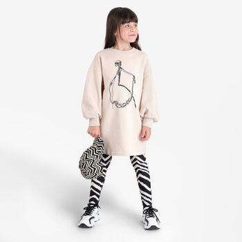 Girls Black & Ivory Zig Zag Leggings