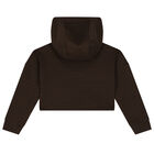 Girls Brown Logo Hooded Top, 1, hi-res