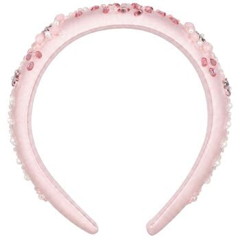 Girls Pink Flower Sequin Headband 