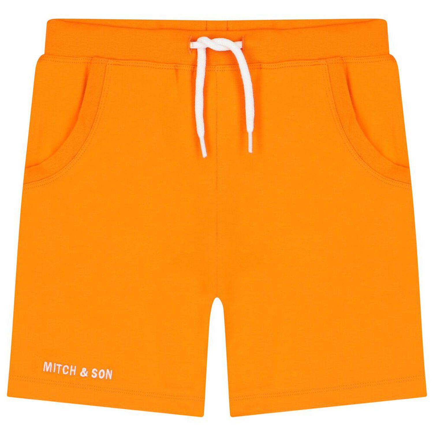 Boys White & Orange Logo Shorts Set, 1, hi-res