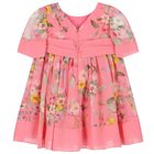 Baby Girls Pink Floral Chiffon Dress, 1, hi-res