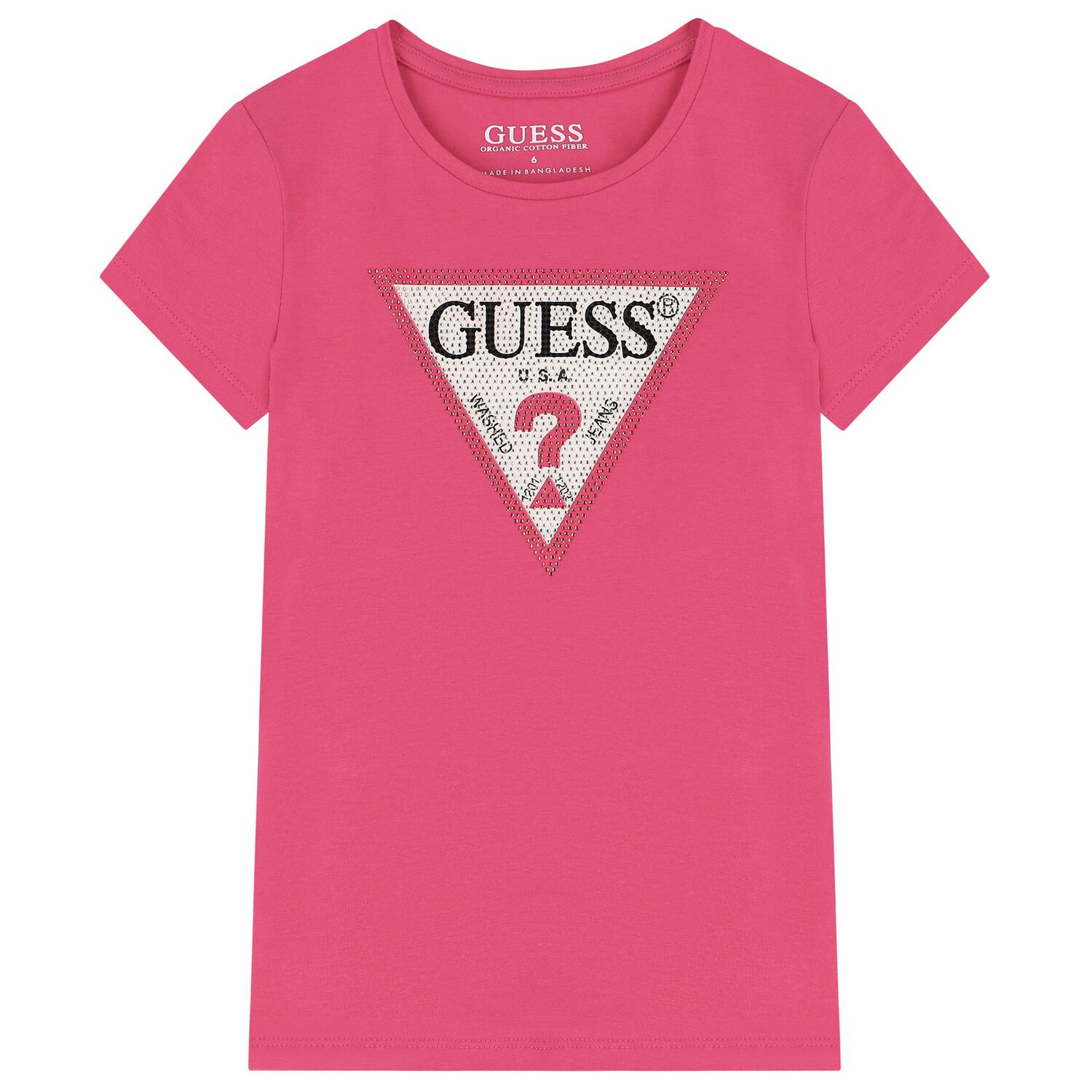 Girls Pink Diamante Logo T-Shirt, 6, hi-res