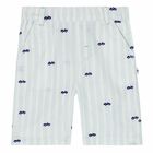 Younger Boys White & Blue Shorts, 1, hi-res