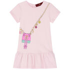 Younger Girls Pink Logo Bag Dress, 1, hi-res
