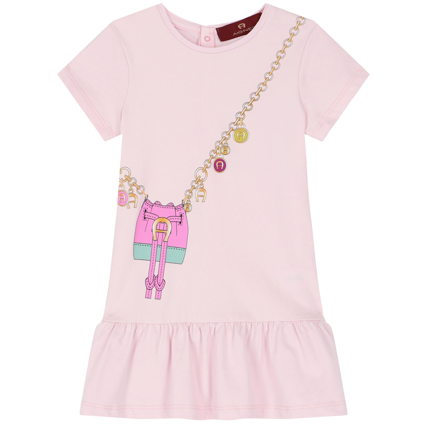 Younger Girls Pink Logo Bag Dress, 1, hi-res