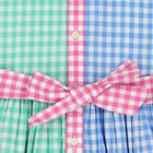 Girls Green & Blue Gingham Logo Dress, 1, hi-res