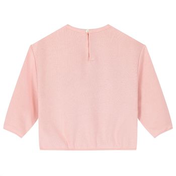 Baby Girls Pink Web Striped Sweatshirt