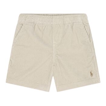 Baby Boys Beige Logo Corduroy Shorts