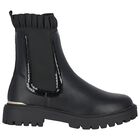 Girls Black Faux Leather Boots, 1, hi-res