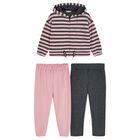 Girls Pink & Grey 3-Piece Tracksuit, 1, hi-res