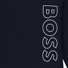 Boys Navy Blue Logo Long Sleeve Top, 1, hi-res