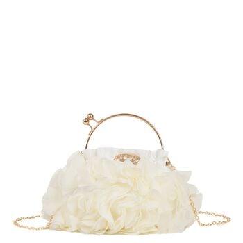 Girls Ivory Ruffled Chiffon Handbag