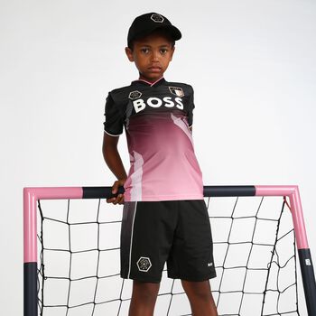 Boys Black & Pink Logo T-Shirt