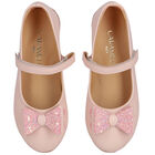 Girls Pink Bow Ballerina Shoes, 1, hi-res