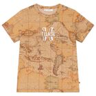 Boys Beige Geo Map Logo T-Shirt, 1, hi-res