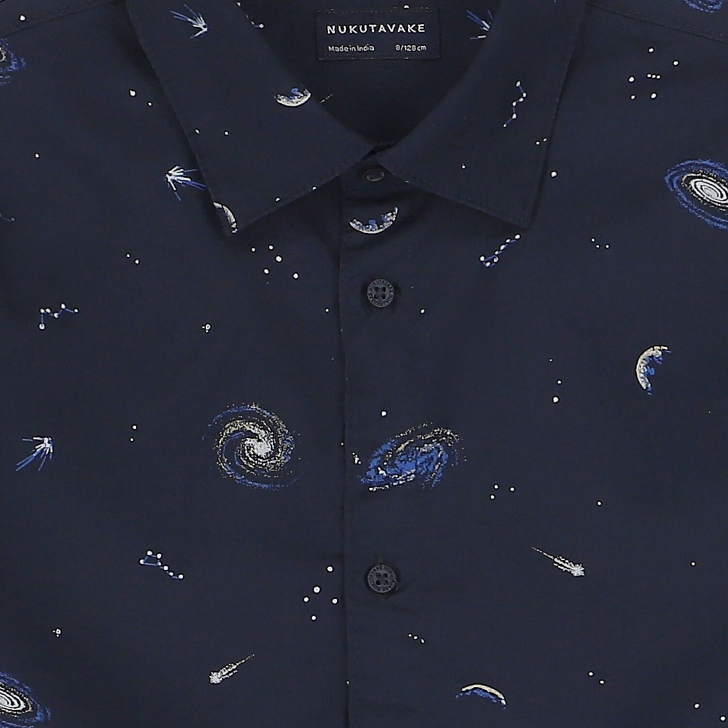 Boys Navy Blue Space Shirt, 1, hi-res