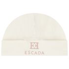 Baby Girls Ivory Logo Hat, 1, hi-res