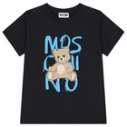 Boys Black Teddy Bear Logo T-Shirt, 1, hi-res