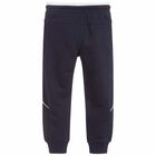 Boys Navy Blue Logo Joggers, 1, hi-res