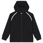 Black Logo Hooded Zip Up Top, 1, hi-res
