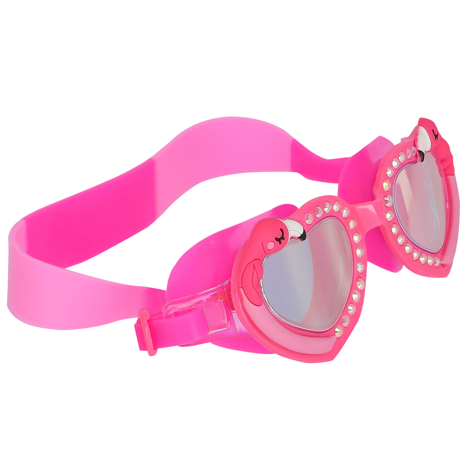 Girls Pink Heart Swimming Goggles, 1, hi-res