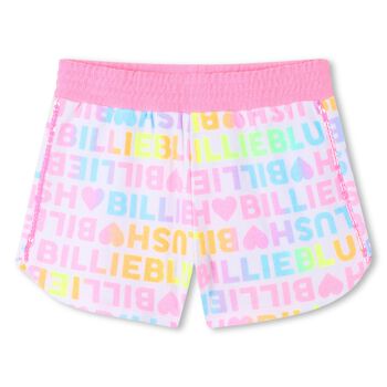 Girls White & Pink Logo Shorts