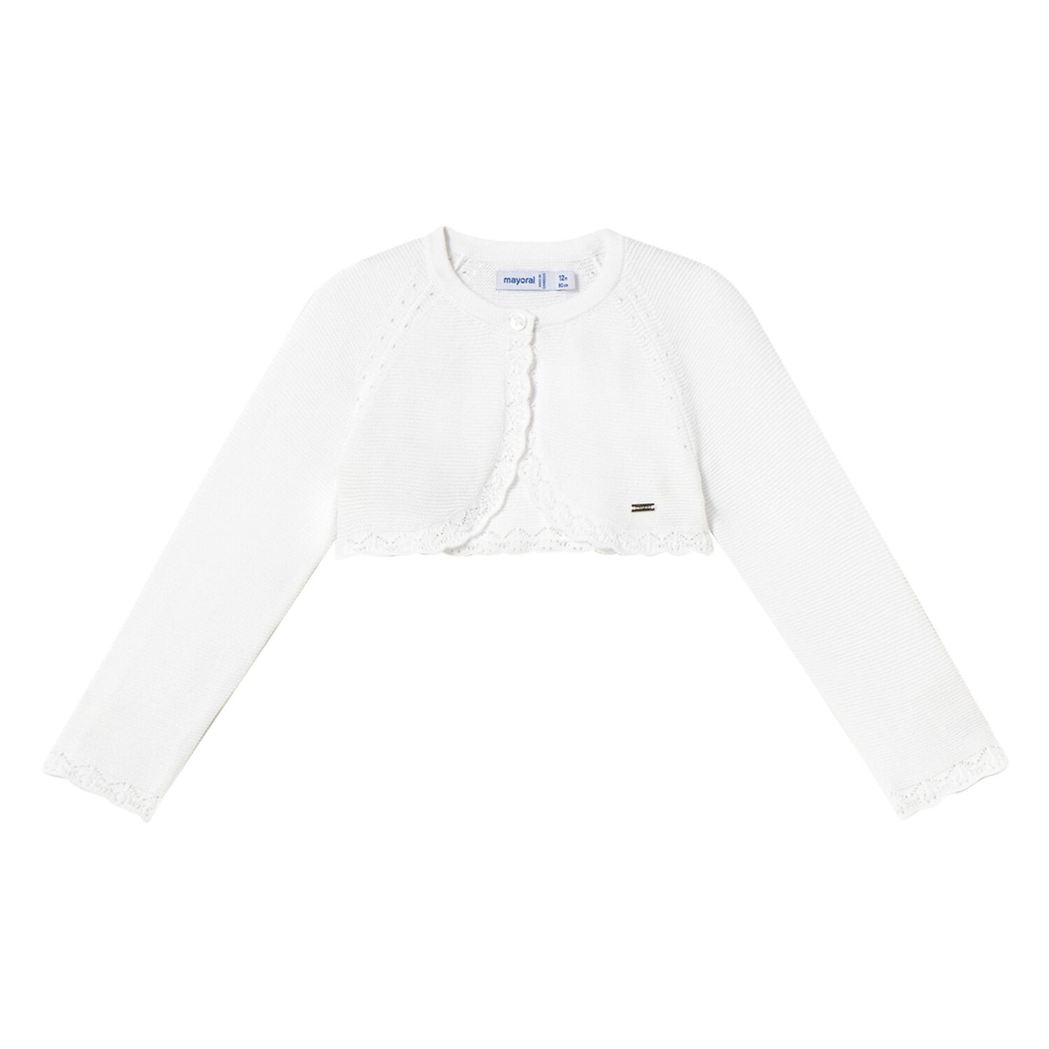 Younger Girls White Knitted Cardigan, 1, hi-res image number null