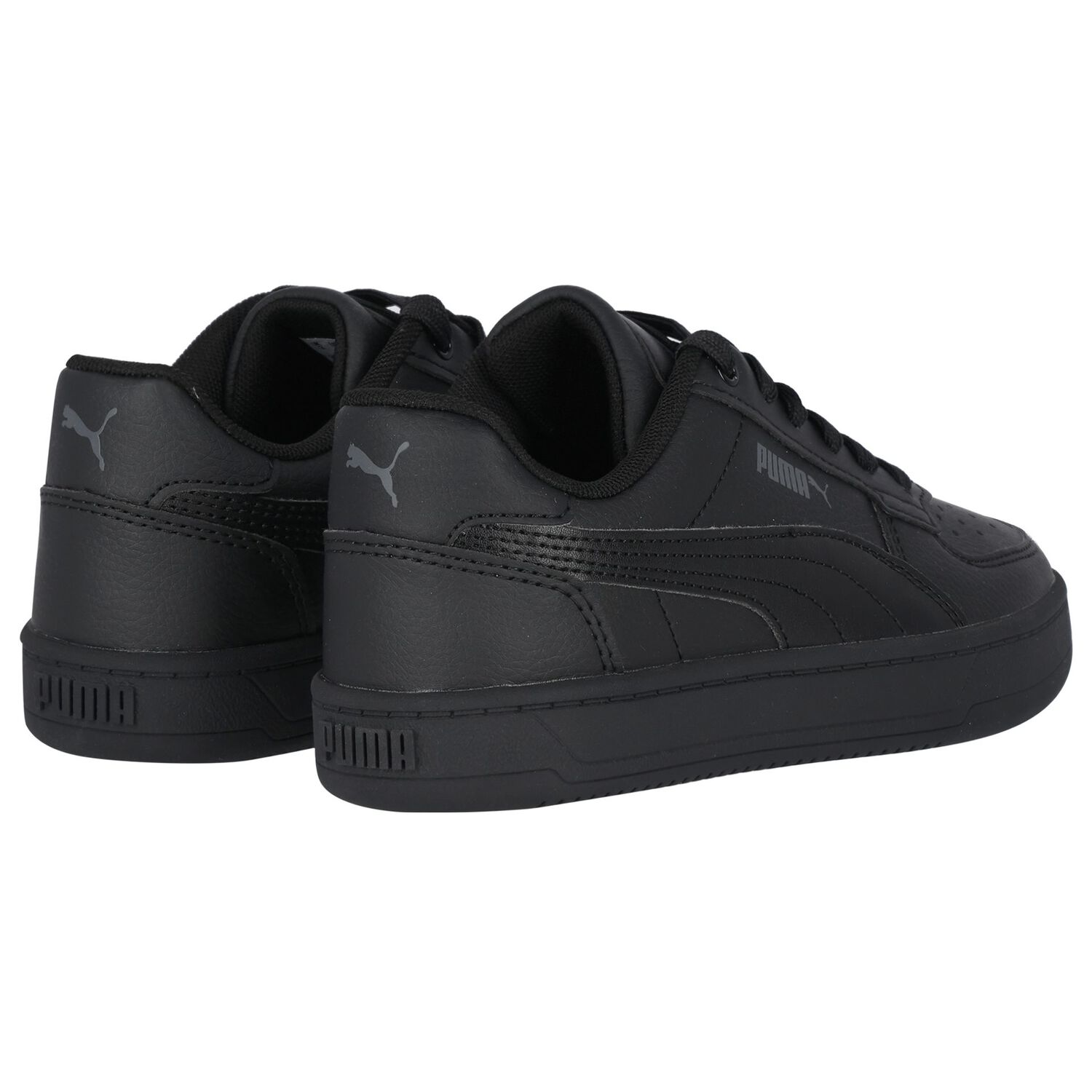 Black Logo Leather Trainers, 1, hi-res