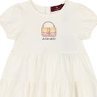 Younger Girls Ivory Logo Dress, 1, hi-res