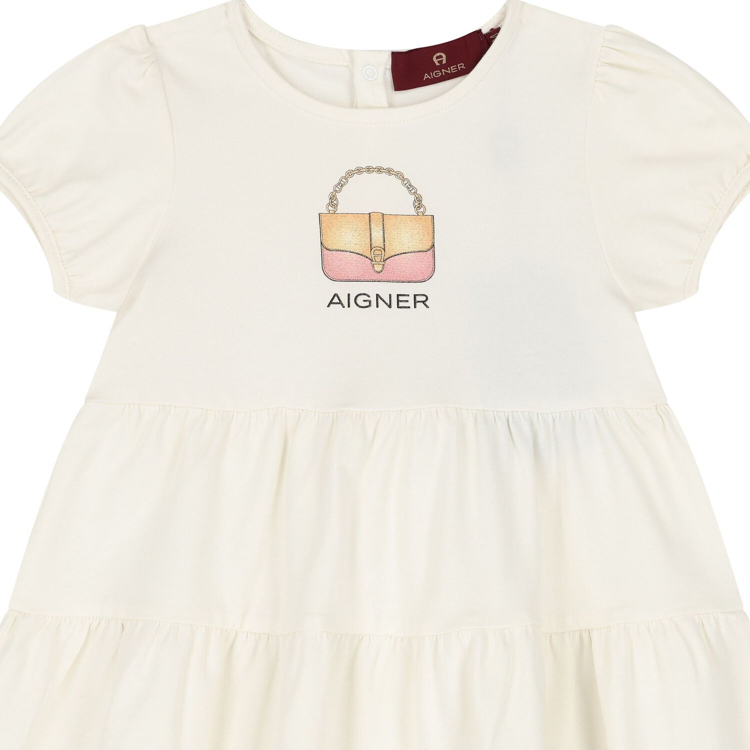 Younger Girls Ivory Logo Dress, 1, hi-res