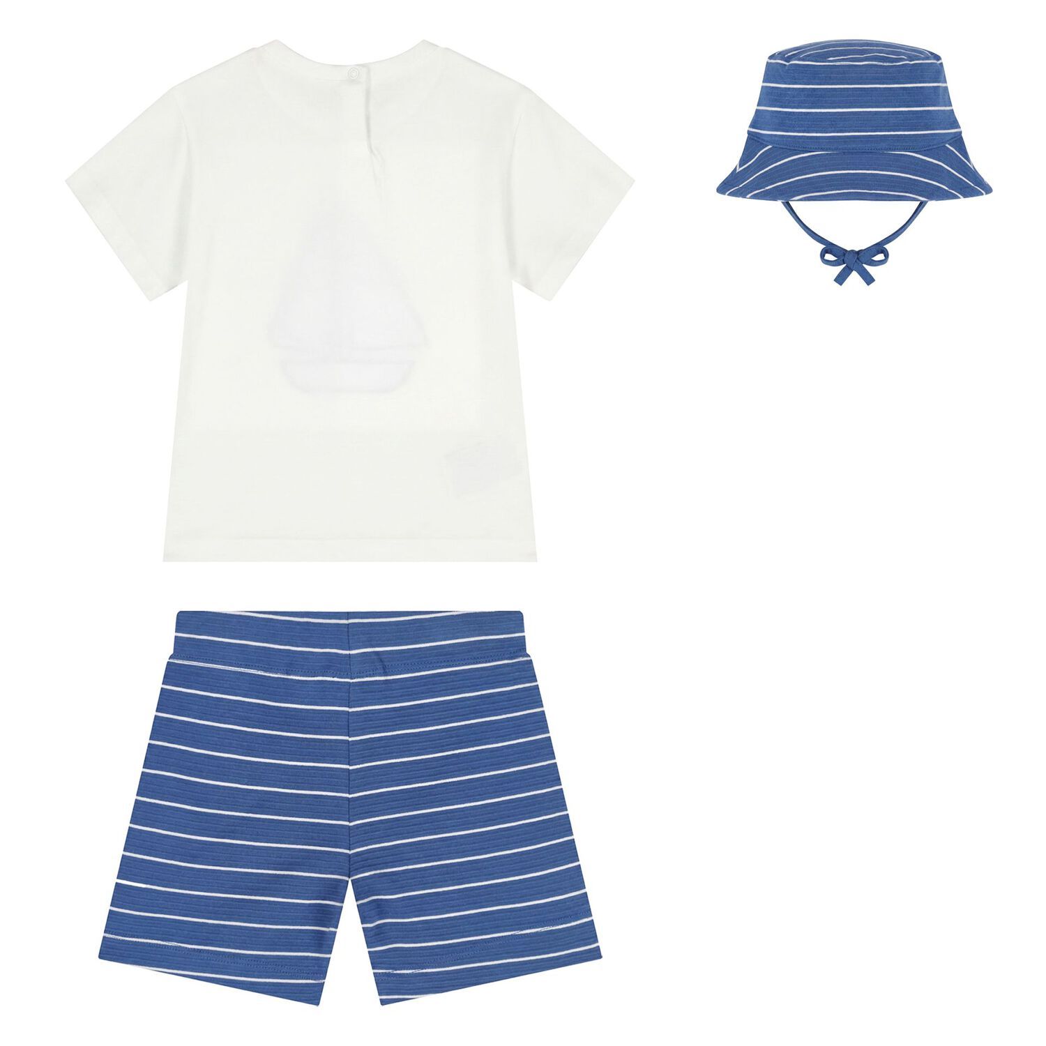 Younger Boys White & Blue Shorts Set, 1, hi-res