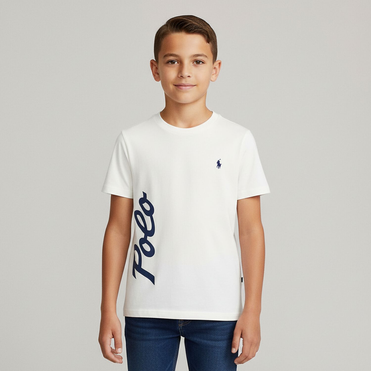 Boys White Logo T-Shirt, 1, hi-res