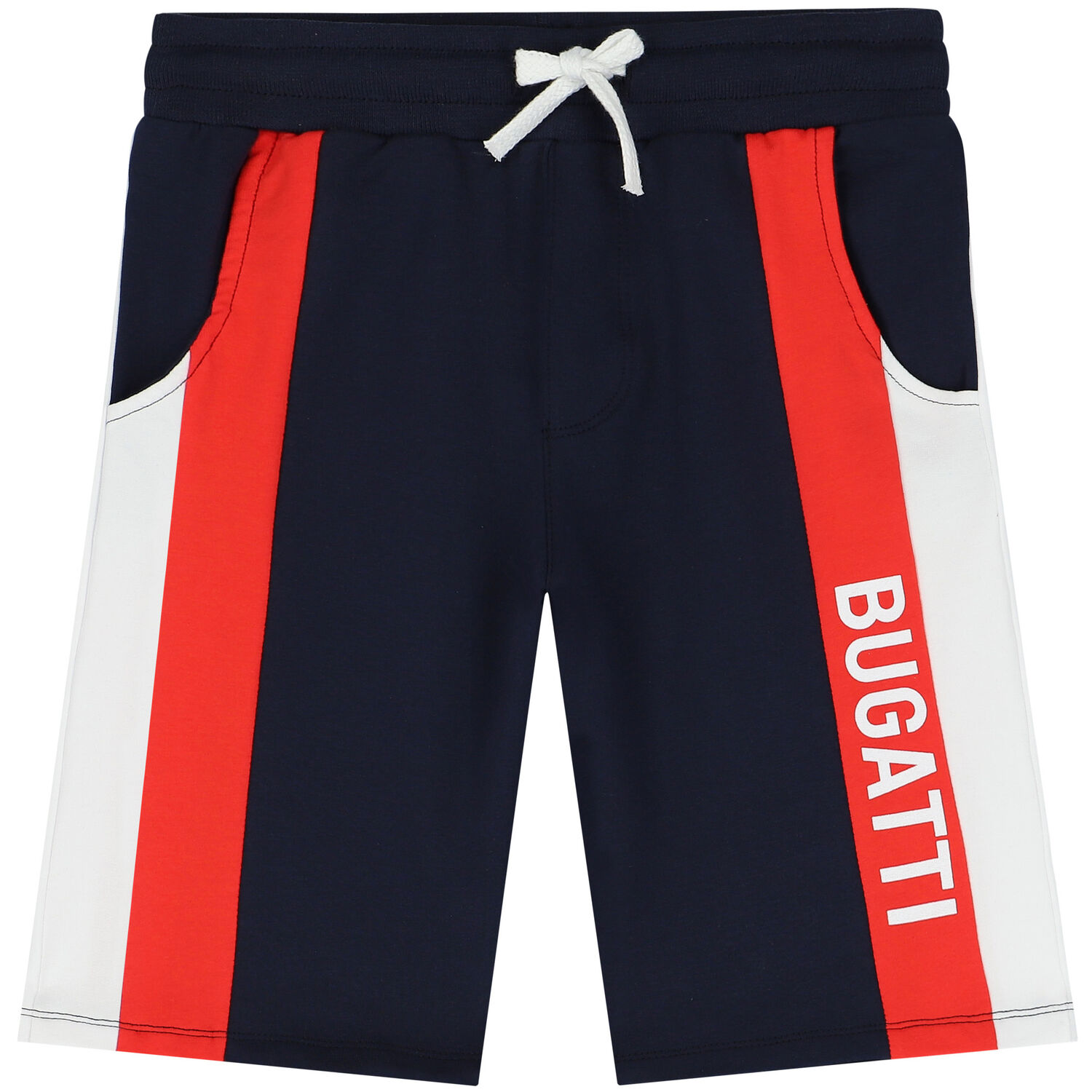 Boys Navy Blue Logo Shorts, 1, hi-res