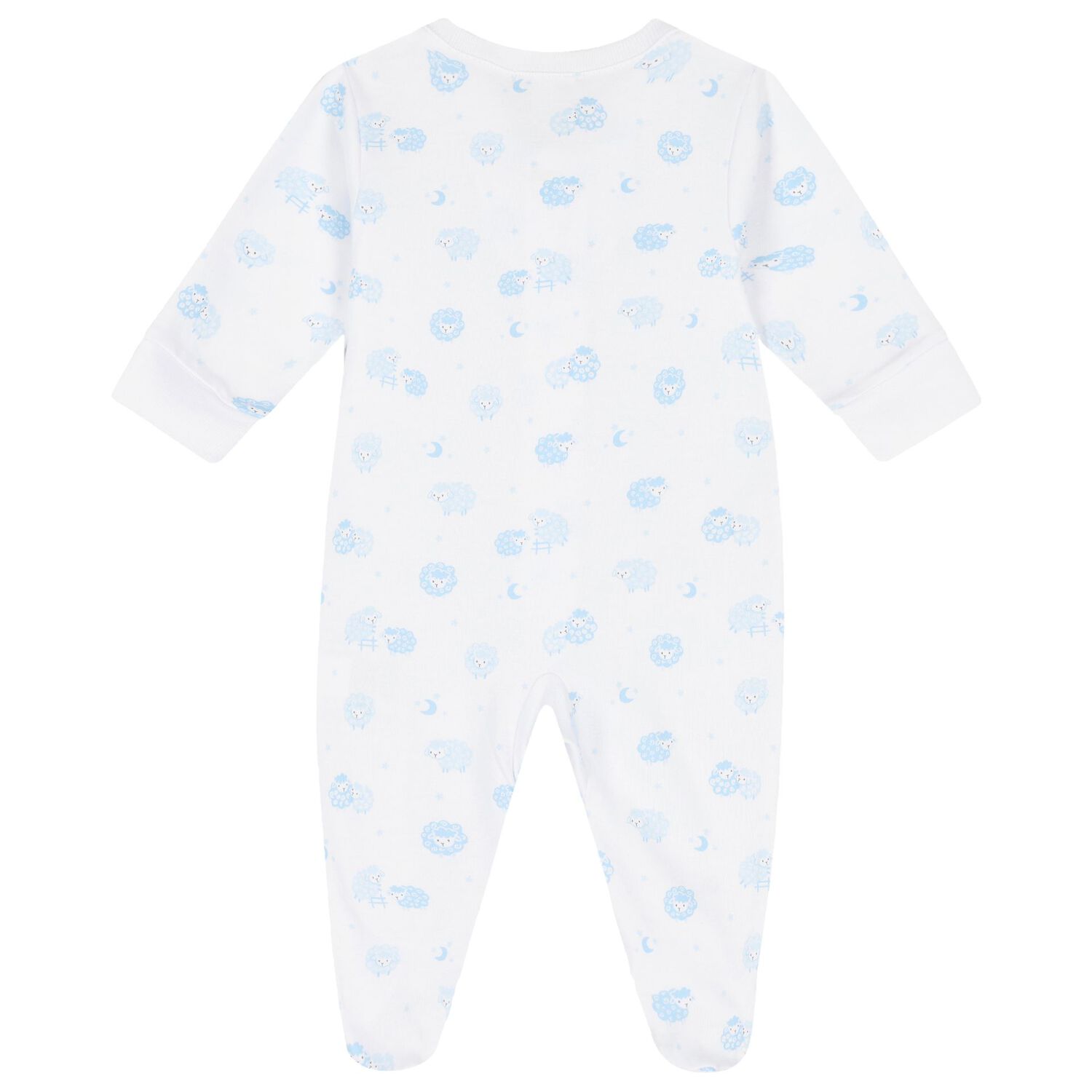 Baby Boys White & Blue Sheep Babygrow, 1, hi-res