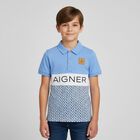 Boys Blue Logo Polo Shirt, 1, hi-res