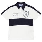 Boys White & Navy Blue Logo Polo Shirt, 1, hi-res