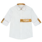 Boys White Logo Shirt, 1, hi-res